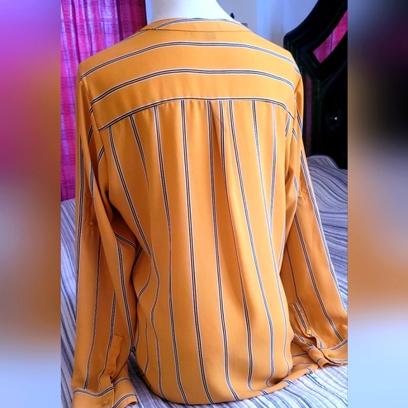 Express Striped Yellow and Blue Shirt - Picture 3 of 8